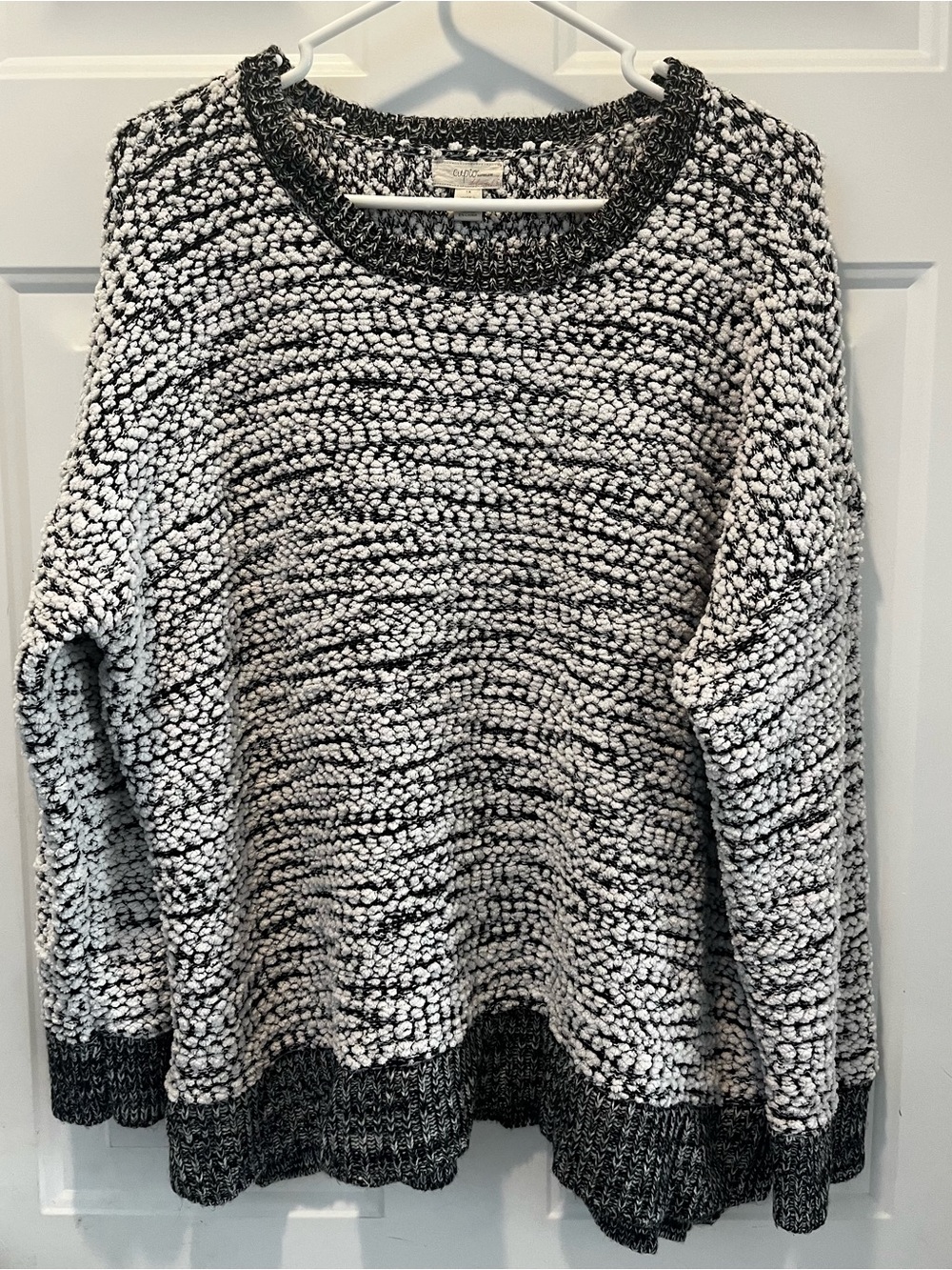 Cozy Black & White Textured Women's Sweater